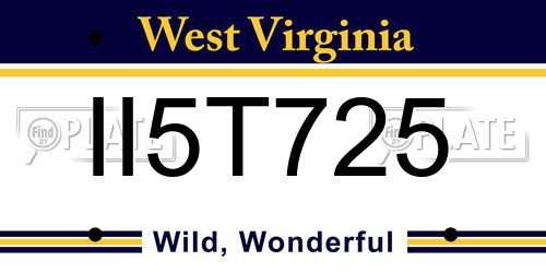 II5T725 West Virginia License Plate