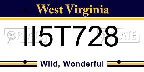 II5T728 West Virginia License Plate