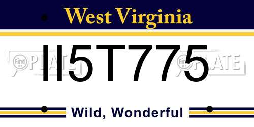 II5T775 West Virginia License Plate
