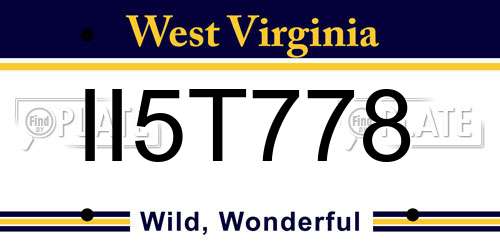 II5T778 West Virginia License Plate
