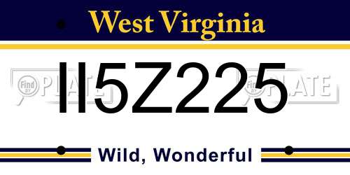 II5Z225 West Virginia License Plate