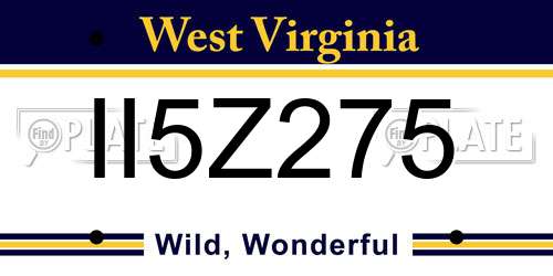 II5Z275 West Virginia License Plate
