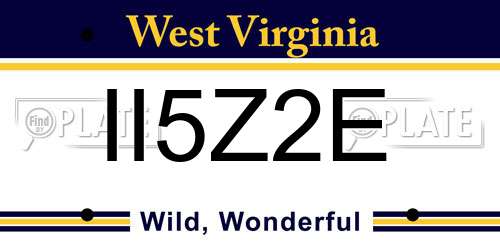 II5Z2E West Virginia License Plate