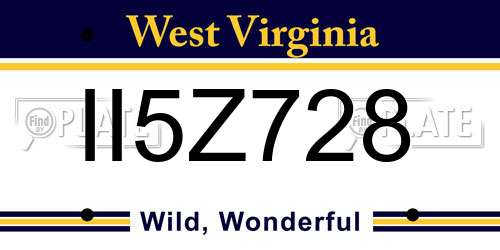 II5Z728 West Virginia License Plate