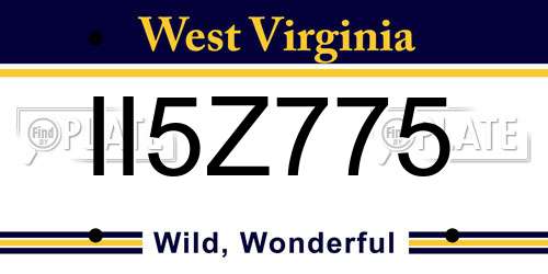 II5Z775 West Virginia License Plate