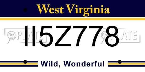 II5Z778 West Virginia License Plate