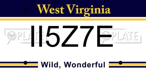 II5Z7E West Virginia License Plate
