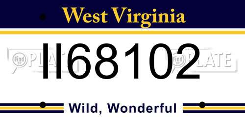 II68102 West Virginia License Plate