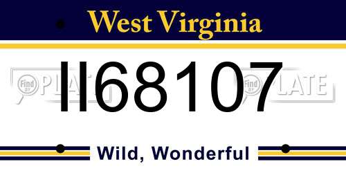 II68107 West Virginia License Plate