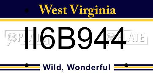 II6B944 West Virginia License Plate