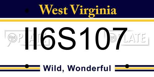 II6S107 West Virginia License Plate