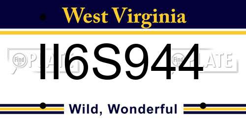 II6S944 West Virginia License Plate