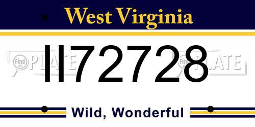 II72728 West Virginia License Plate
