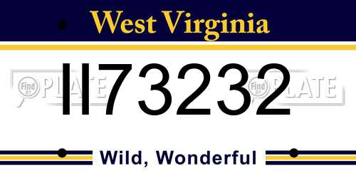 II73232 West Virginia License Plate
