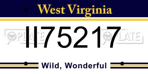 II75217 West Virginia License Plate