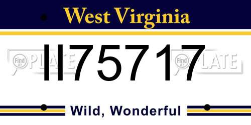 II75717 West Virginia License Plate