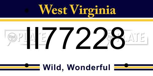 II77228 West Virginia License Plate