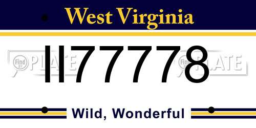 II77778 West Virginia License Plate
