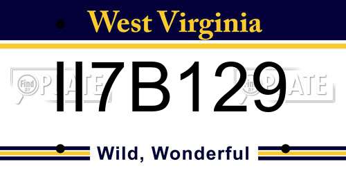 II7B129 West Virginia License Plate