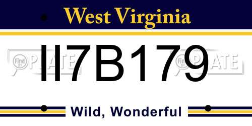 II7B179 West Virginia License Plate