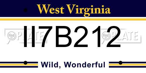 II7B212 West Virginia License Plate