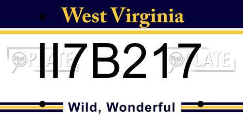 II7B217 West Virginia License Plate