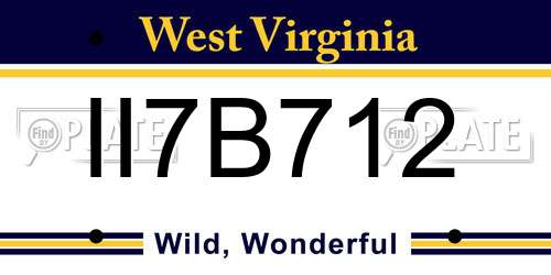 II7B712 West Virginia License Plate