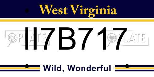 II7B717 West Virginia License Plate