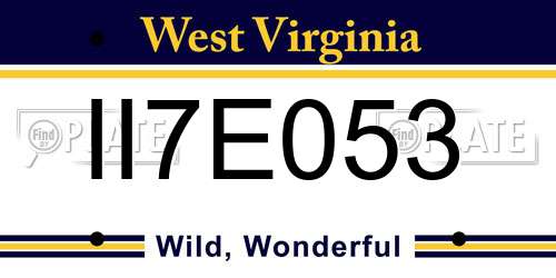 II7E053 West Virginia License Plate