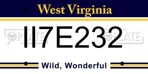 II7E232 West Virginia License Plate
