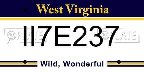 II7E237 West Virginia License Plate