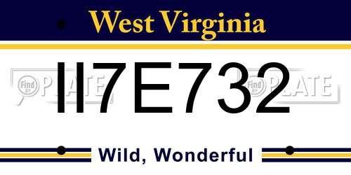 II7E732 West Virginia License Plate