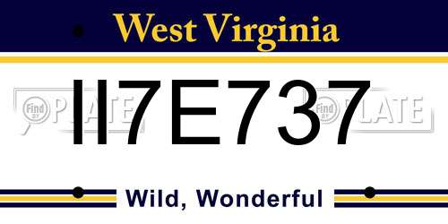 II7E737 West Virginia License Plate