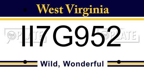 II7G952 West Virginia License Plate