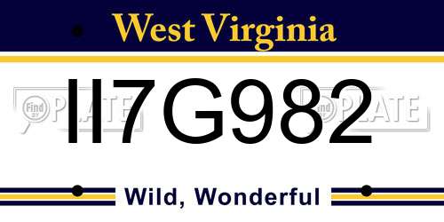 II7G982 West Virginia License Plate