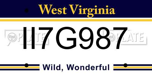 II7G987 West Virginia License Plate