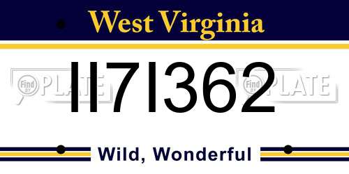 II7I362 West Virginia License Plate