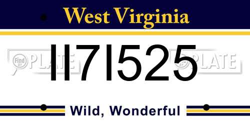II7I525 West Virginia License Plate
