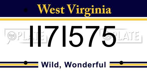 II7I575 West Virginia License Plate