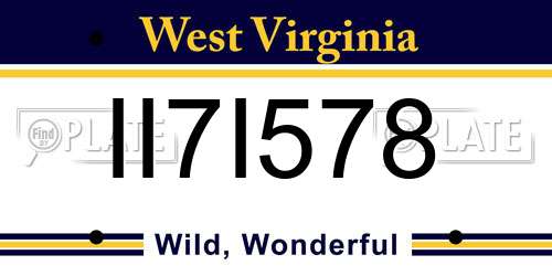 II7I578 West Virginia License Plate