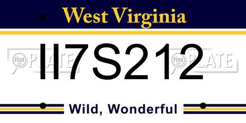 II7S212 West Virginia License Plate