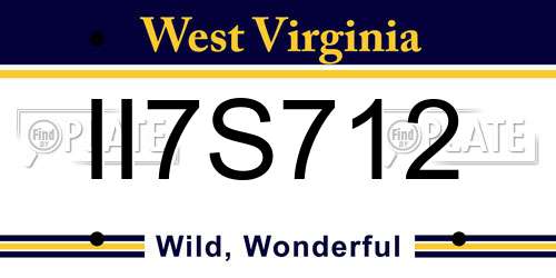 II7S712 West Virginia License Plate