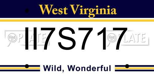 II7S717 West Virginia License Plate