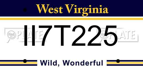 II7T225 West Virginia License Plate