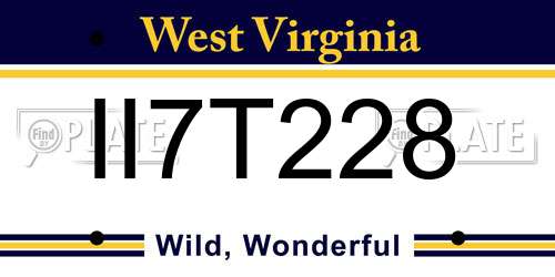II7T228 West Virginia License Plate