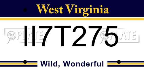 II7T275 West Virginia License Plate
