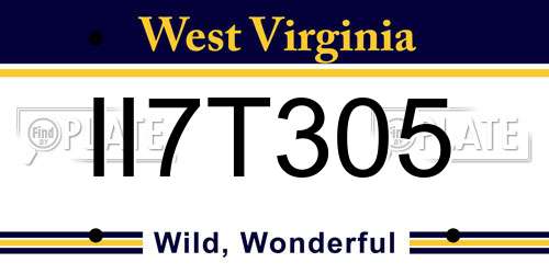 II7T305 West Virginia License Plate
