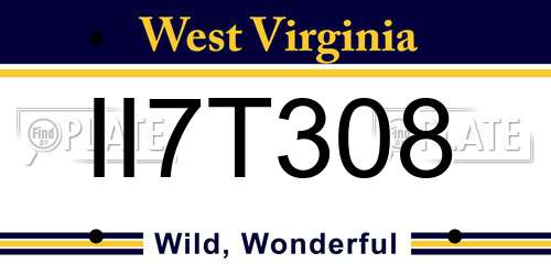 II7T308 West Virginia License Plate
