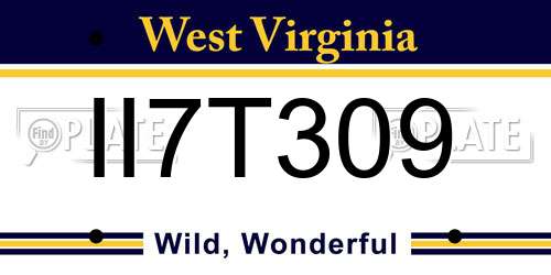 II7T309 West Virginia License Plate