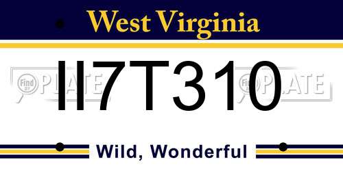 II7T310 West Virginia License Plate